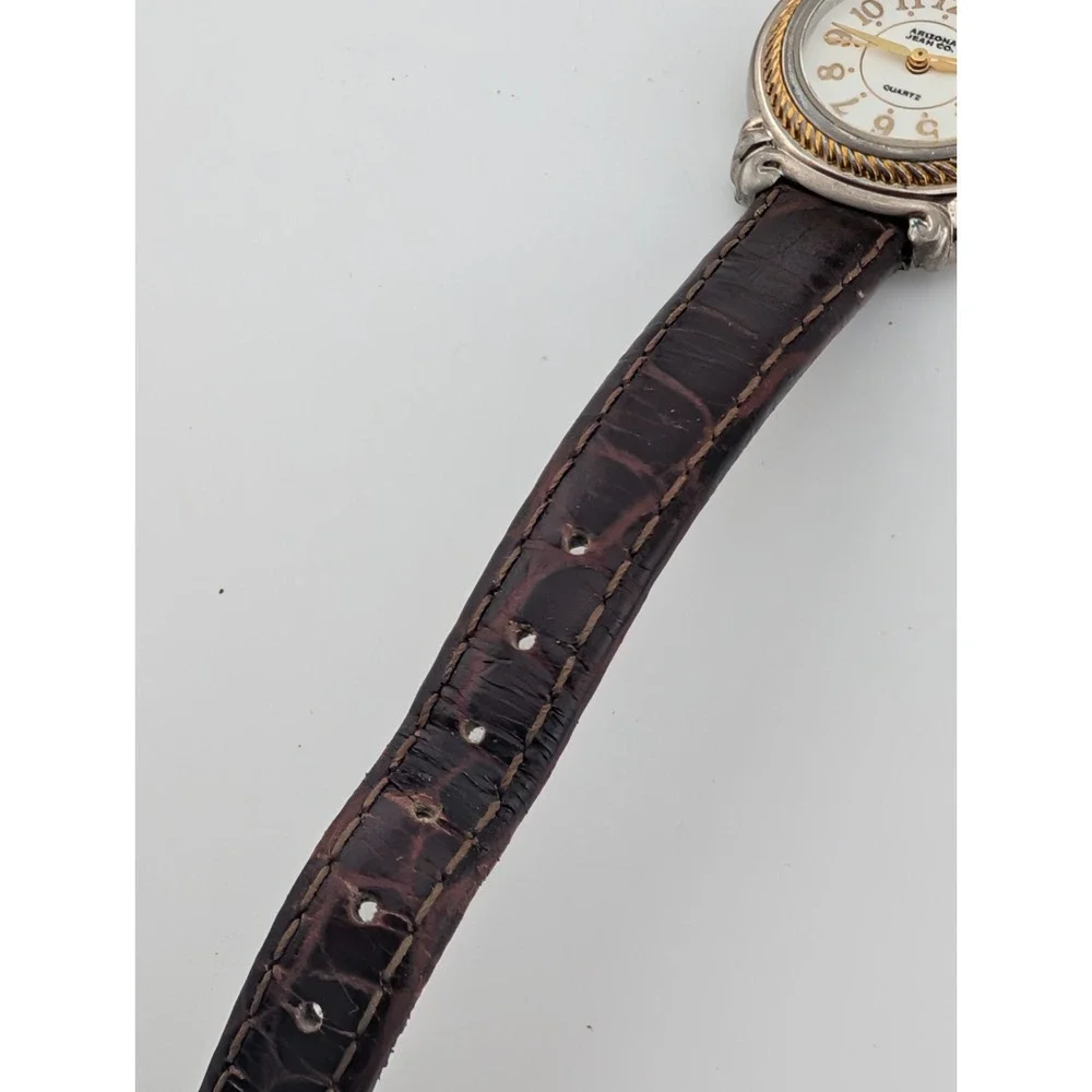 Vintage Arizona Jean Co Watch Women 26mm Case MOP Brown Leather Band New Battery